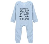 tiansiaben Body a maniche lunghe con scritta "Be Careful What You Say To Me My Grandma Crazy Baby Creeper, K-blue, 9-12 Months