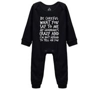 tiansiaben Body a maniche lunghe con scritta "Be Careful What You Say To Me My Grandma Crazy Baby Creeper, K-nero., 6-9 Months