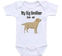 tiansiaben My Big Brother Is A Dog - Body a maniche corte unisex per bambino e ragazza, bianco, 3-6 Months