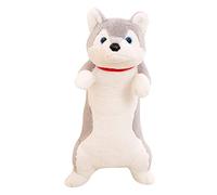 TIANSTON Carino Fluffy Husky Shiba Inu Peluche Giocattolo Coccolone Cuscino Per Cani Farcito Bambola Decor Per Bambini/Coppie Regalo Di Compleanno 80 cm Grigio