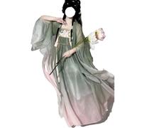 TIANTOO Abito Cinese Hanfu Da Donna (S-XL), Abito Con Top Trasparente, Tessuto Leggero, Morbido E Confortevole, Per L'estate, Casual, Da Indossare Tutti I Giorni, Per Servizi Fotografici,L,Green