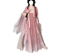 TIANTOO Abito Cinese Hanfu Da Donna (S-XL), Abito Con Top Trasparente, Tessuto Leggero, Morbido E Confortevole, Per L'estate, Casual, Da Indossare Tutti I Giorni, Per Servizi Fotografici,M,Pink