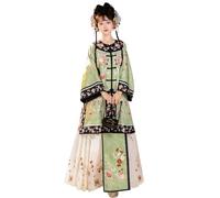 TIANTOO Abito Tradizionale Cinese Hanfu Da Donna (S-XL), Abito Tradizionale Di Corte, Abito Stampato A Maniche Lunghe, Per Primavera E Autunno,M,Green