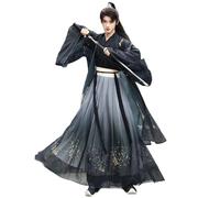 TIANTOO Hanfu Uomo Donna (S-2XL), Costume Cosplay Tradizionale Cinese Antico, Comodo E Durevole, Per Primavera, Estate, Autunno,L,Black