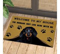 TIANTURNM Zerbino Ingresso casa Bassotto Welcome To My House - Gli Umani vivono Solo Qui con Me Zerbino Welcome Mat Regali di Decorazioni mobili 16"x24"