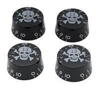 tianwandong Musiclily Basic Metric Coarse 18-Spline Manopole for chitarra Manopole di controllo del volume e della velocità for chitarra elettrica Epi LP SG (set da 4)(Black Skull)