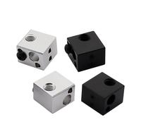 tianwandong Parti for stampante 3D Blocco riscaldante BP6 for blocco riscaldante termistore PT100 for MK8 E3D V5 V6 Kit estrusore J-head 16 * 16 * 12mm(2pcs Silver)