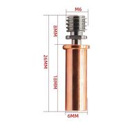 tianwandong Parti for stampante 3D V6 Bi-Metal Heat Break Alloy Throat E3D V6 Smooth Heatbreak All Metal M6 Thread Throat for Ender3 MK8(AC)