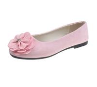 TianWlio Ballerina con punta tonda da da donna, scarpe in camoscio, alla moda, fiocco e ballerina, piatte e comode da passeggiare, per tutti i giorni, antiscivolo, sandles, Rosa, 38 EU