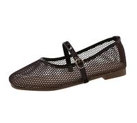 TianWlio Ballerine da donna comode e piatte in maglia estiva casual e vestite ampia larghezza punta rotonda scarpe con cinturino con fibbia Balletto Flats Mary Jane, 01 1 Bronzo, 37 EU