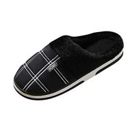 TianWlio Inverno Pantofole Uomo Caldo Antiscivolo Leggero Suola Morbida Pantofole Moda Stampa a Righe Scarpe Calde Per La Casa Confortevole Slippers Feltro, Le Noir, 48 EU
