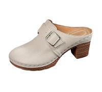 TianWlio Pantofole da donna, sandali estivi a punta rotonda, eleganti, comode scarpe con zeppa e fibbia, tacchi alti e sandali per un comfort casual, cachi., 42 EU 3X-Large