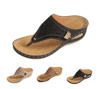 TianWlio Sandali con zeppa da donna con punta aperta e piattaforma traspirante cava moda infradito nudo piedi estivi comodi eleganti scarpini estivi scarpe per il tempo libero, Le Noir, 42 EU X-Étroit