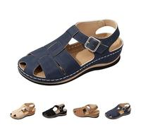 TianWlio Sandali con zeppa da donna estivi, sandali con piattaforma antiscivolo, traspiranti, espadrillas, nudo piedi, comfort, punta aperta per il tempo libero con tacco scarpe, Marina, 39 EU