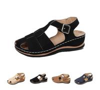 TianWlio Sandali con zeppa da donna estivi, sandali con piattaforma antiscivolo, traspiranti, espadrillas, nudo piedi, comfort, punta aperta per il tempo libero con tacco scarpe, Le Noir, 39 EU
