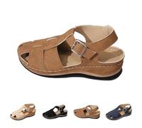 TianWlio Sandali con zeppa da donna estivi, sandali con piattaforma antiscivolo, traspiranti, espadrillas, nudo piedi, comfort, punta aperta per il tempo libero con tacco scarpe, marrone, 41 EU