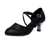TianWlio Sandali da donna con tacco alto, scarpe da ballo latino a punta chiusa, eleganti e morbidi, sandali, per tango, valzer da sera e ripetizioni, ideali per donne appassionate di danza, Le Noir