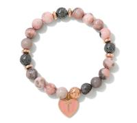 TIANXIAOQWE 26 lettere ciondolo femmina zebra rosa pietra perline braccialetto coppia, 19 cm, Pietra Legno, cristallo
