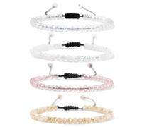 TIANXIAOQWE 4mm vetro elettrolitico quattro pezzi braccialetto tessuto per le amiche stile spiaggia delle donne piccola e fresca catena dell'amicizia, Pietra Legno, cristallo