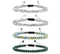 TIANXIAOQWE 4mm vetro elettrolitico quattro pezzi braccialetto tessuto per le amiche stile spiaggia delle donne piccola e fresca catena dell'amicizia, Pietra Legno, cristallo