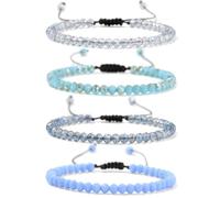TIANXIAOQWE 4mm vetro elettrolitico quattro pezzi braccialetto tessuto per le amiche stile spiaggia delle donne piccola e fresca catena dell'amicizia, Pietra Legno, cristallo