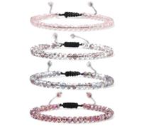 TIANXIAOQWE 4mm vetro elettrolitico quattro pezzi braccialetto tessuto per le amiche stile spiaggia delle donne piccola e fresca catena dell'amicizia, Pietra Legno, cristallo