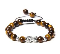 TIANXIAOQWE Bracciale da uomo lavorato a maglia con perline di pietra stile fidanzato regolabile, weave, Pietra Legno, cristallo