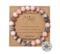 TIANXIAOQWE Bracciale in corda elastica da donna con ciondolo a forma di cuore, 19 cm, Pietra Legno, cristallo