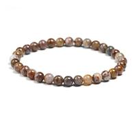 TIANXIAOQWE Bracciale in pietra naturale rotonda 6MM 8MM 10MM per donne uomini unisex braccialetto agata coppie, 20cm 7.9inch, Pietra Legno, cristallo
