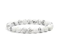 TIANXIAOQWE Braccialetto bianco naturale da 19 cm, con perline di pietra rotonda turchesi, 8 mm, opzioni di dimensioni da uomo e donna in magnesite, Pietra, Quarzo