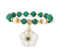 TIANXIAOQWE Braccialetto con ciondolo a forma di fiore con conchiglie estive, pietra naturale, 19 cm, Pietra Legno, cristallo