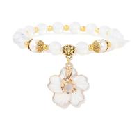 TIANXIAOQWE Braccialetto con ciondolo a forma di fiore con conchiglie estive, pietra naturale, 19 cm, Pietra Legno, cristallo