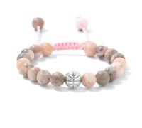 TIANXIAOQWE Braccialetto da 8 mm con perline zebrate rosa, stile tirato, per coppia maschile e femminile, Pietra Legno, cristallo