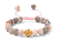 TIANXIAOQWE Braccialetto da 8 mm con perline zebrate rosa, stile tirato, per coppia maschile e femminile, Pietra Legno, cristallo
