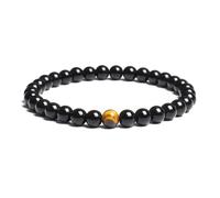 TIANXIAOQWE Braccialetto da uomo in agata nera naturale da 19 cm, con perline rosse singole, 6, 8, 10, 12 mm, in onice rotonda, Pietra, Quarzo