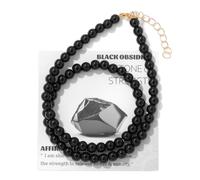 TIANXIAOQWE Collana con perline in pietra da 6 mm, design femminile, catena regolabile per la clavicola della migliore amica, Pietra, Quarzo