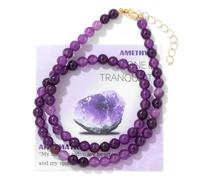 TIANXIAOQWE Collana con perline in pietra da 6 mm, design femminile, catena regolabile per la clavicola della migliore amica, Pietra, Quarzo
