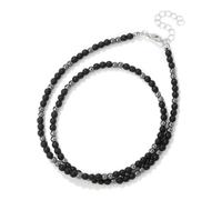 TIANXIAOQWE Collana con perline turchesi da 4 mm, versatile per uomini e donne, Pietra Legno, Cristallo