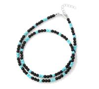 TIANXIAOQWE Collana con perline turchesi da 4 mm, versatile per uomini e donne, Pietra Legno, Cristallo