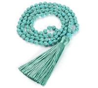 TIANXIAOQWE Collana da donna con 108 perline turchesi rosse da 6 mm, collana da uomo, Pietra Legno, Cristallo