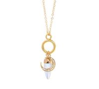 TIANXIAOQWE Collana da donna con ciondolo a forma di luna, con pietra francese, design minimalista, 45cm, Pietra Legno, Cristallo
