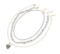 TIANXIAOQWE Collana di perline fatta a mano con pietre schiacciate stratificate con catena a clavicola ciondolo in pietra originale, Pietra Legno, Cristallo