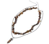 TIANXIAOQWE Collana in due pezzi con ciondolo a colonna esagonale schiacciato accessorio pietra originale, Pietra, Quarzo