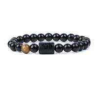 TIANXIAOQWE Dodici costellazioni braccialetto elastico da uomo con perline lisce, Pietra Legno, cristallo