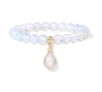TIANXIAOQWE Perline di pietra da 8 mm per le donne semplice goccia d'acqua ciondolo pietra braccialetto migliore amico, 19 cm, Pietra Legno, cristallo