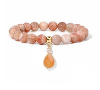 TIANXIAOQWE Perline di pietra da 8 mm per le donne semplice goccia d'acqua ciondolo pietra braccialetto migliore amico, 19 cm, Pietra Legno, cristallo