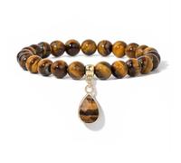 TIANXIAOQWE Perline di pietra da 8 mm per le donne semplice goccia d'acqua ciondolo pietra braccialetto migliore amico, 19 cm, Pietra Legno, cristallo