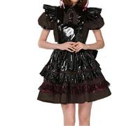 TIANXIAOQWE Sissy - Abito da cameriera plissettato con serratura, effetto bagnato, linea ad A, con grembiule, grande fiocco, per feste di Halloween, cosplay