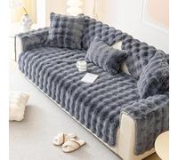 tianxinbaobei Copridivano in finta pelliccia, caldo, lavabile, per divano componibile, antiscivolo, per animali domestici e cani (1 pezzo, grigio scuro, 89 x 160 cm)