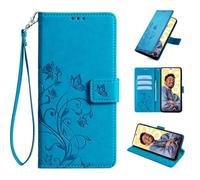 TIANYUE Cover per Oppo Find X9 Pro, Motivo a fiori e farfalle Custodia con Funzione Supporto, Magnetica Flip Wallet con Slot Carte Case per Oppo Find X9 Pro-blu